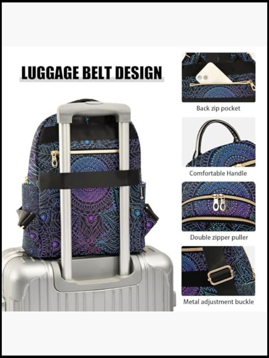 Boho Ethnic Mini Backpack Daypack Polyester Quilted Travel Bag Fashionable main image 6
